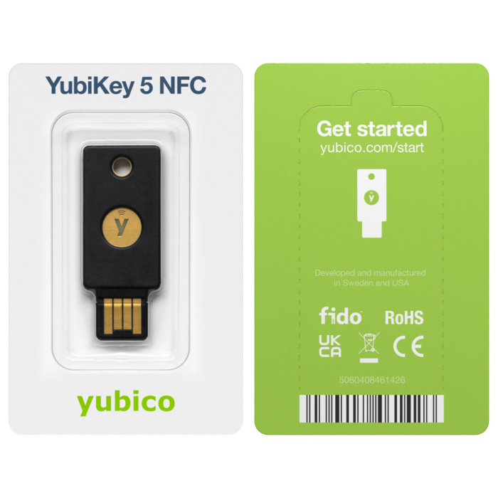 Two-Factor Security Key YubiKey 5 NFC USB Type-A